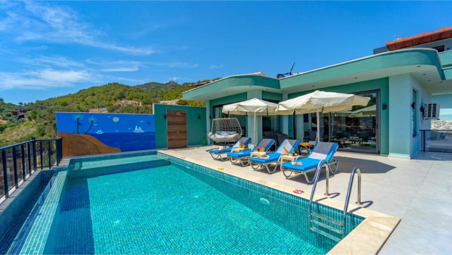 Kaş Patarada 2+1 Özel Havuzlu Deniz Manzaralı Lüks Kiralık Villa DRM-1854